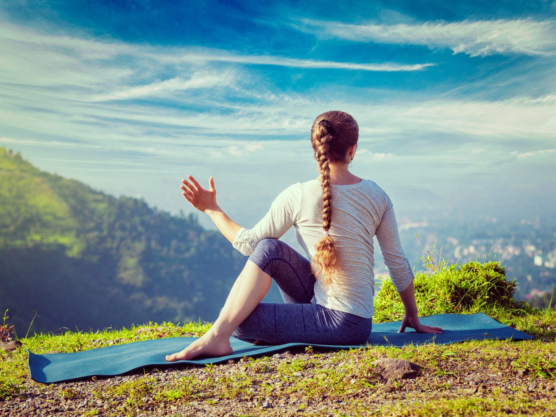 Seated Spinal Twist yoga pose