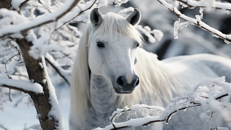 White Horses in Winter Wonderland